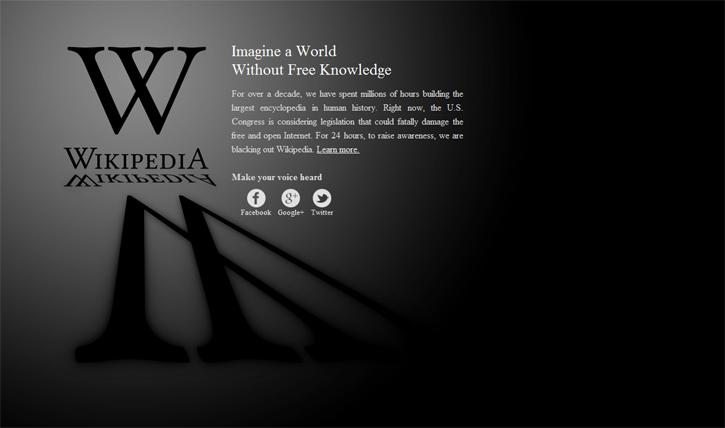 Wikipedia SOPA screenshot