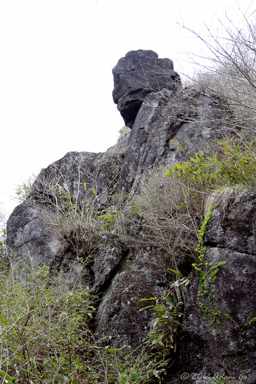 Buddha rock near the summit of nyotai-san